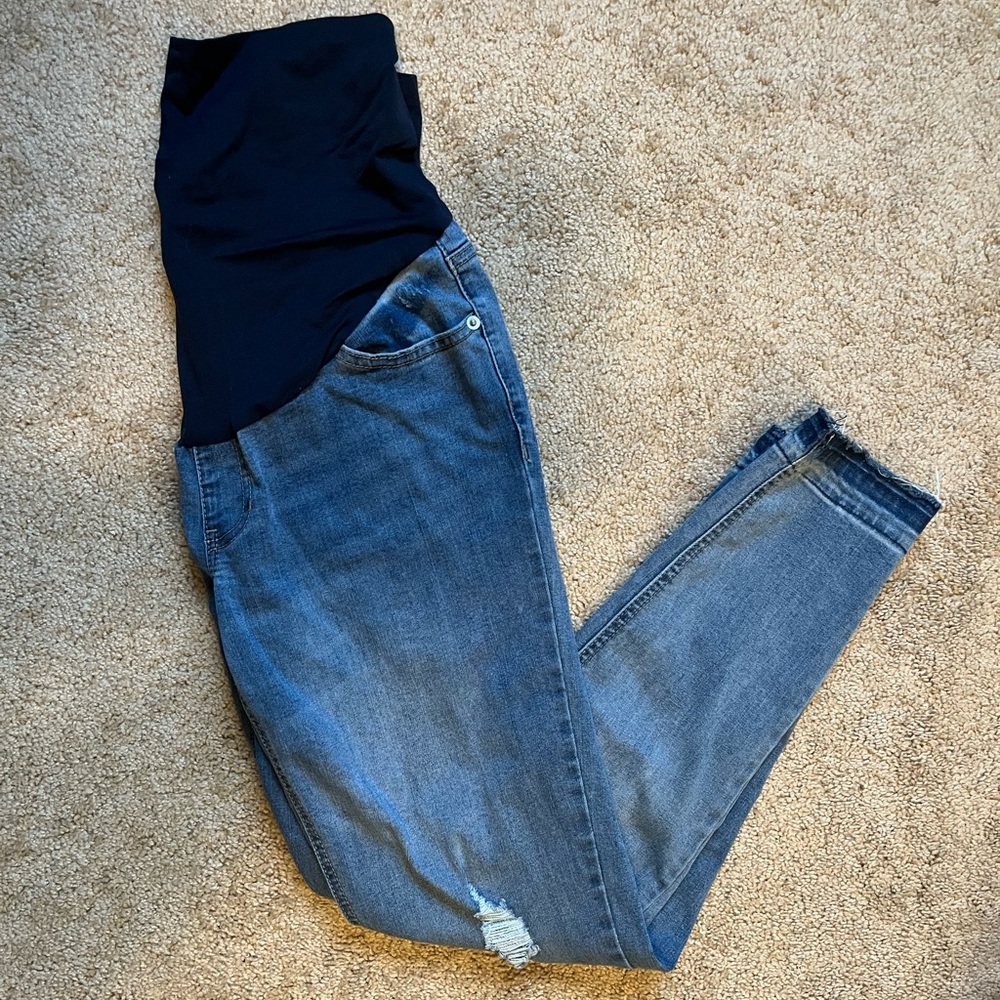 Time and Tru Maternity Jeggings with Navy Stretch Panel